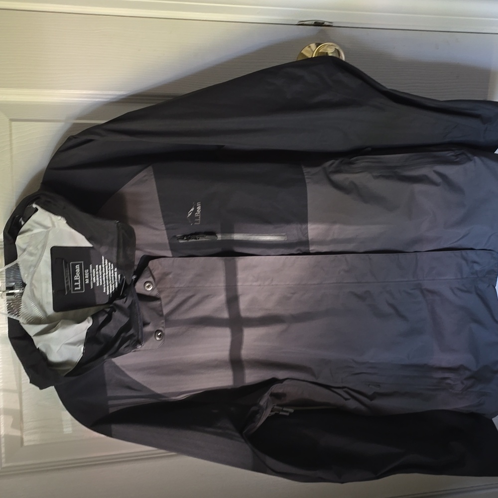 L.L. Bean Womans Black and Gray Raincoat